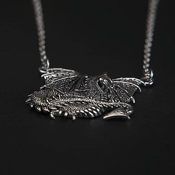 A mythical symbol of valor and strength ~ Sterling Silver Jewelry Winged Dragon Necklace by Courtney Davis TN277